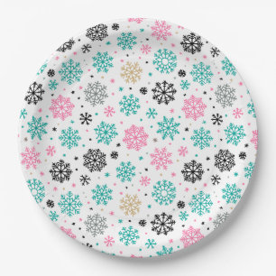 Retro Snowflakes Papieren Bordje