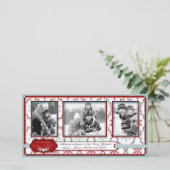 Retro Snowflakes Photo Card Trio Feestdagenkaart (Staand voorkant)