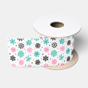 Retro Snowflakes Satijnen Lint