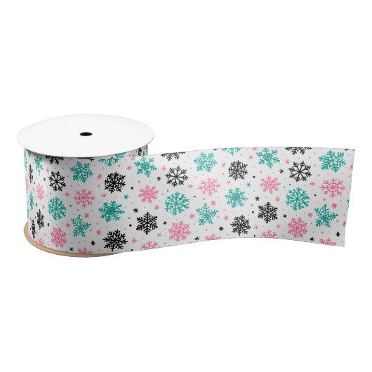 Retro Snowflakes Satijnen Lint (Spoel)