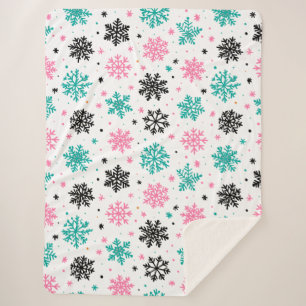 Retro Snowflakes Sherpa Deken
