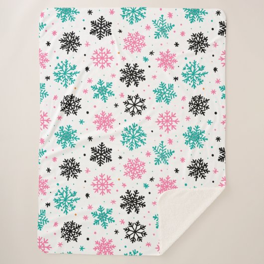 Retro Snowflakes Sherpa Deken (Voorkant)