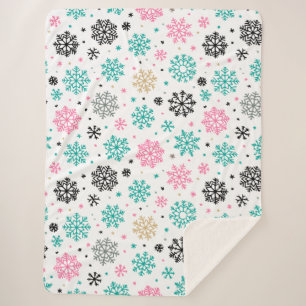 Retro Snowflakes Sherpa Deken