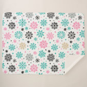 Retro Snowflakes Sherpa Deken (Voorkant (horizontaal))