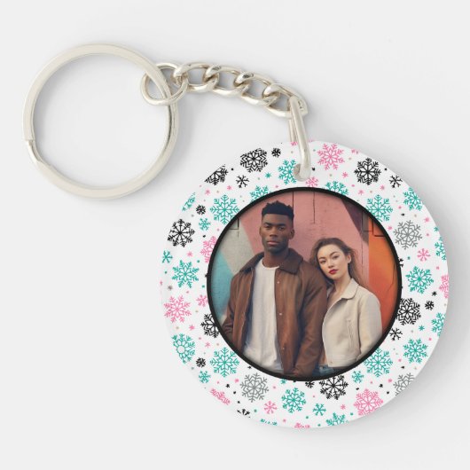 Retro Snowflakes Sleutelhanger (Voorkant)