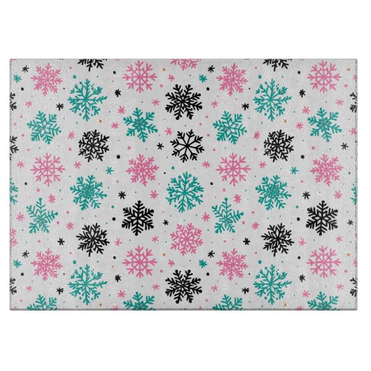 Retro Snowflakes Snijplank (Voorkant)