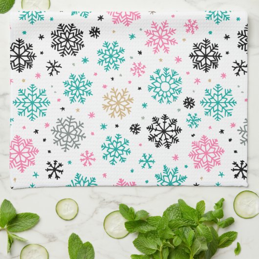 Retro Snowflakes Theedoek (Gevouwen)