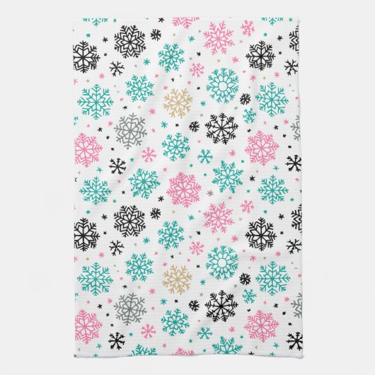 Retro Snowflakes Theedoek (Verticaal)