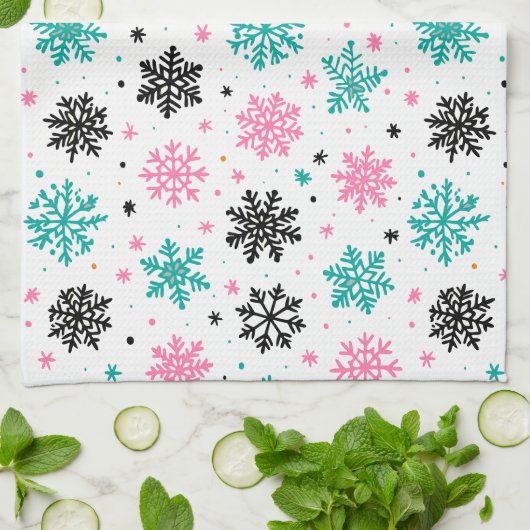 Retro Snowflakes Theedoek (Gevouwen)