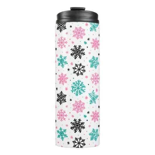 Retro Snowflakes Thermosbeker (Voorkant)