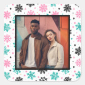 Retro Snowflakes Vierkante Sticker (Voorkant)