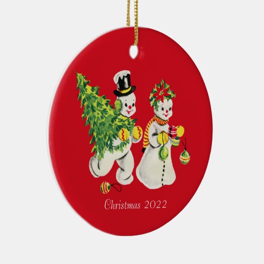 Retro Snowkoppel keramisch siermiddel Keramisch Ornament (Rechts)