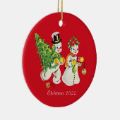 Retro Snowkoppel keramisch siermiddel Ornament (Rechts)
