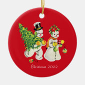 Retro Snowkoppel keramisch siermiddel Ornament (Voorkant)