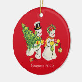 Retro Snowkoppel keramisch siermiddel Ornament (Links)