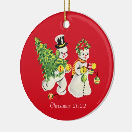 Retro Snowkoppel keramisch siermiddel Ornament (Links)