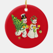Retro Snowkoppel keramisch siermiddel Ornament (Achterkant)