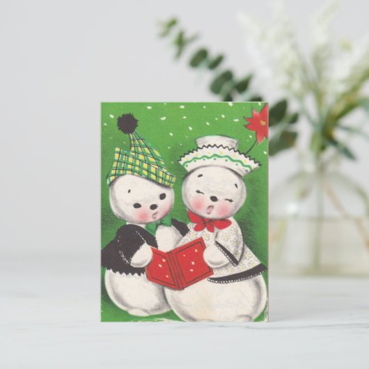 Retro Snowman Briefkaart (Staand voorkant)