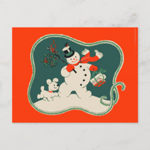 Retro Snowman Briefkaart