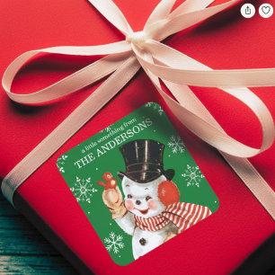  Retro Snowman Custom Christmas Holiday Vierkante Sticker