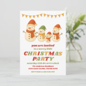 Retro Snowman Editable Christmas Party Kaart (Staand voorkant)