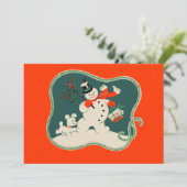 Retro Snowman Feestdagenkaart (Staand voorkant)