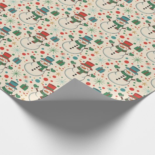 Retro Snowman Fun Cadeaupapier (Hoek)