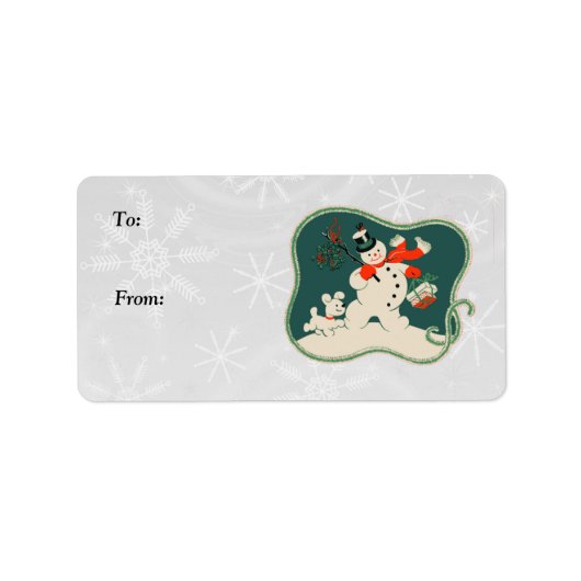 Retro Snowman Gift Labels (Voorkant)