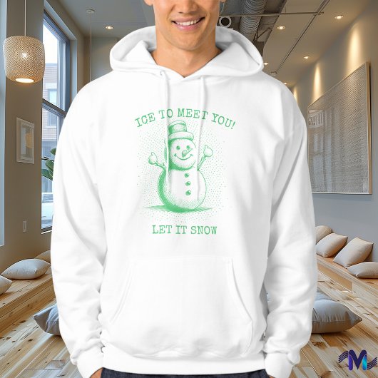 Retro Snowman -  Halftone Green Design Hoodie