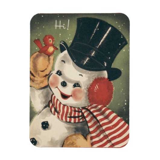 Retro Snowman Holiday Magneet (Verticaal)