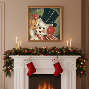  Retro Snowman Holiday Poster