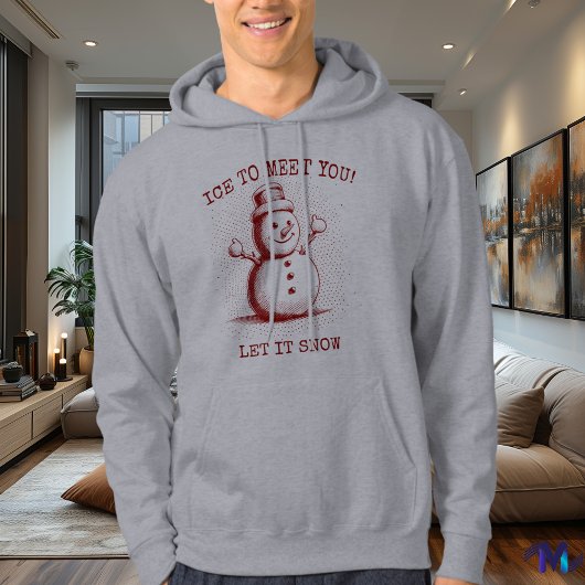 Retro Snowman Hoodie -  Halftone Bourgogne