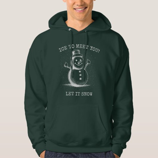 Retro Snowman Hoodie -  Halftone Wit (Voorkant)