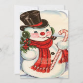Retro Snowman in Tophat Custom Kerstmis Feestdagenkaart (Voorkant)