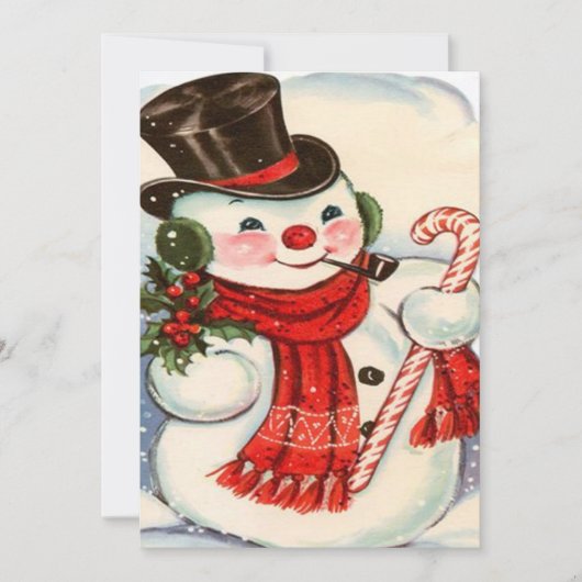 Retro  Snowman in Tophat Custom Kerstmis Feestdagenkaart (Voorkant)