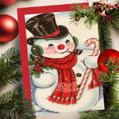 Retro Snowman in Tophat Custom Kerstmis Feestdagenkaart