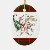 Retro Snowman Keramisch Ornament (Voorkant)