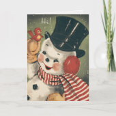  Retro Snowman  kerst Feestdagen Kaart (Voorkant)
