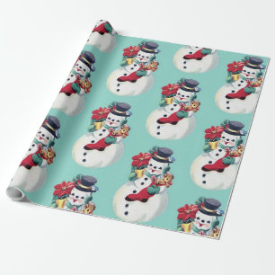 Retro  Snowman Kerstmis Cadeaupapier