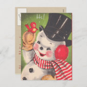 Retro Snowman Kerstmis Feestdagenkaart (Voorkant / Achterkant)