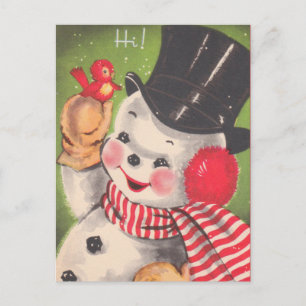 Retro Snowman Kerstmis Feestdagenkaart