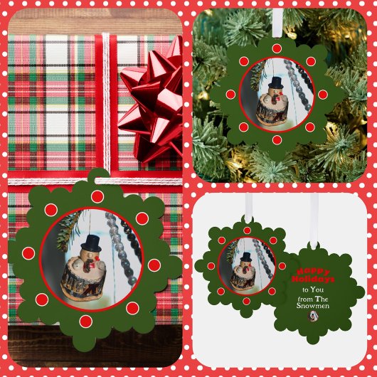 Retro  Snowman Kerstmis Ornament Kaart