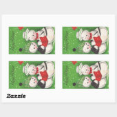 Retro Snowman Kerstmis Rechthoekige Sticker (Vel)