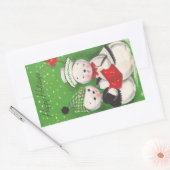 Retro Snowman Kerstmis Rechthoekige Sticker (Envelop)