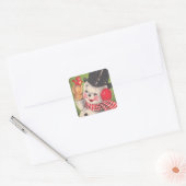 Retro Snowman Kerstmis Vierkante Sticker (Envelop)