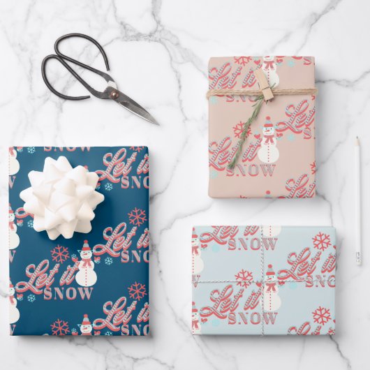 Retro Snowman laat het sneeuwritpografie kerst Inpakpapier Vel (Voorkant)