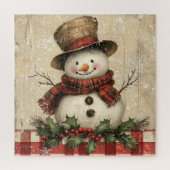 Retro Snowman Puzzel (Verticaal)