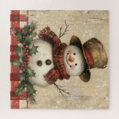 Retro Snowman Puzzel Legpuzzel (Horizontaal)