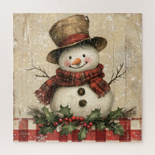 Retro Snowman Puzzel Legpuzzel (Verticaal)