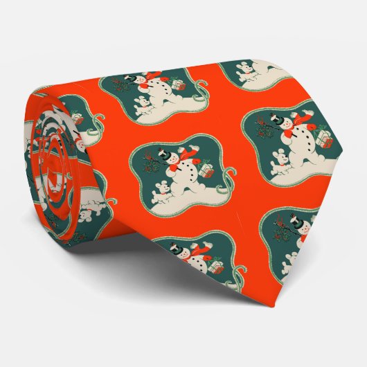 Retro Snowman Stropdas (Opgerold)